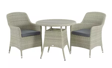 Bramblecrest Tetbury 80cm Tree-Free Round Bistro Table with 2 Armchairs, - Cloud - image 2